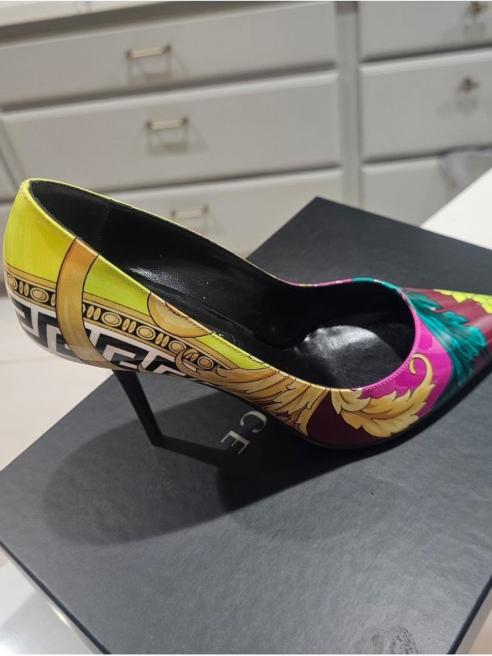 Versace Multicolor Baroque Print Stiletto Pump
